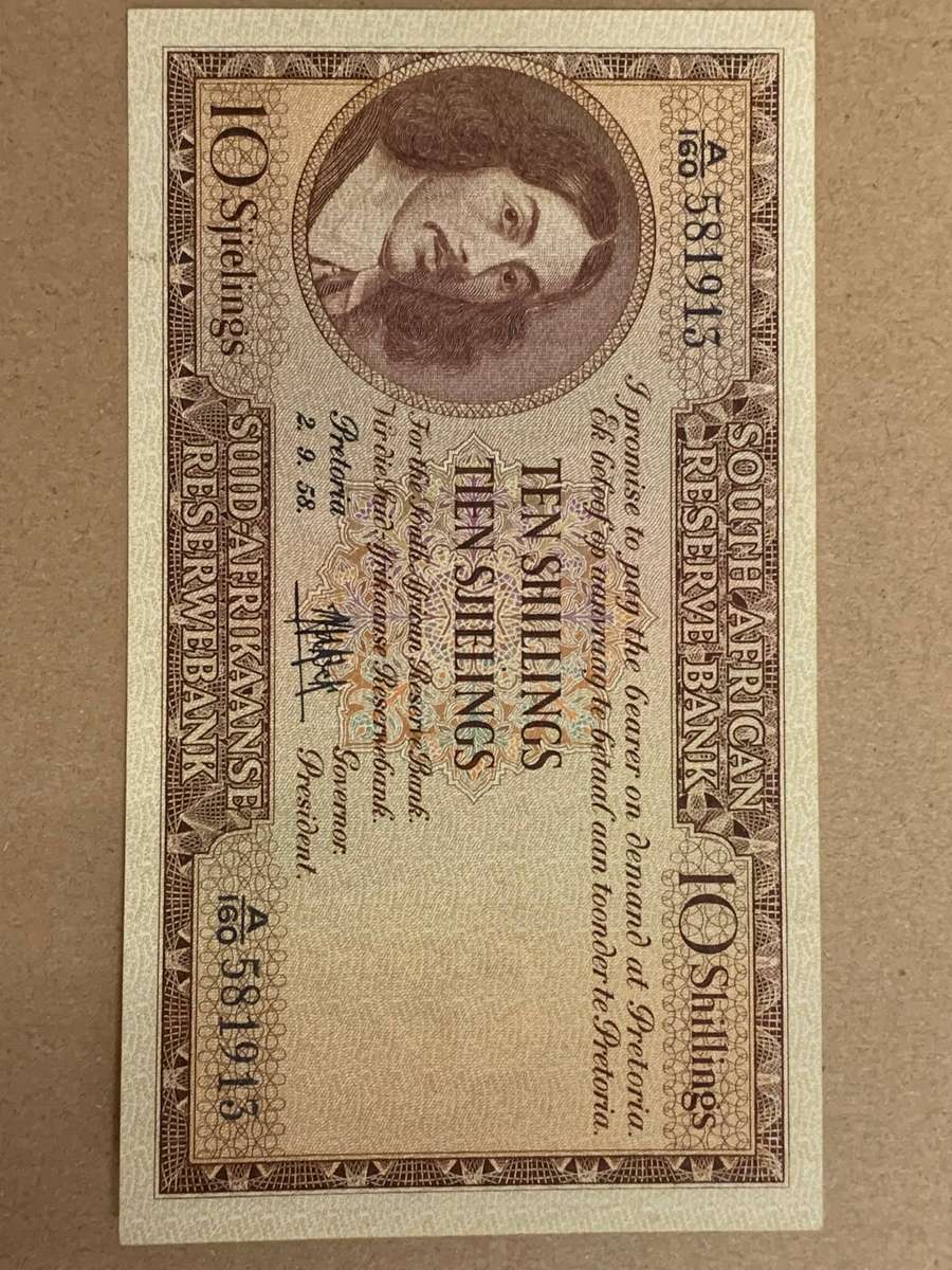 MH de Kock 1958 Ten Shillings Excellent condition