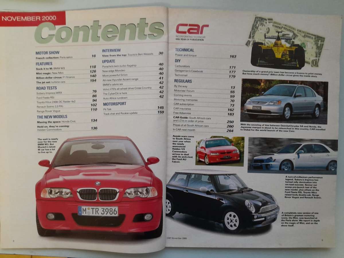 CAR MAGAZINE - November 2000.
