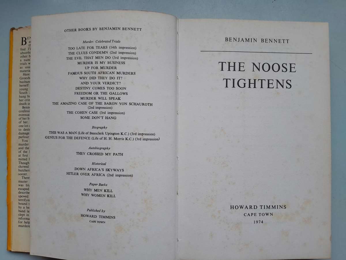 THE NOOSE TIGHTENS - BENJAMIN BENNETT.