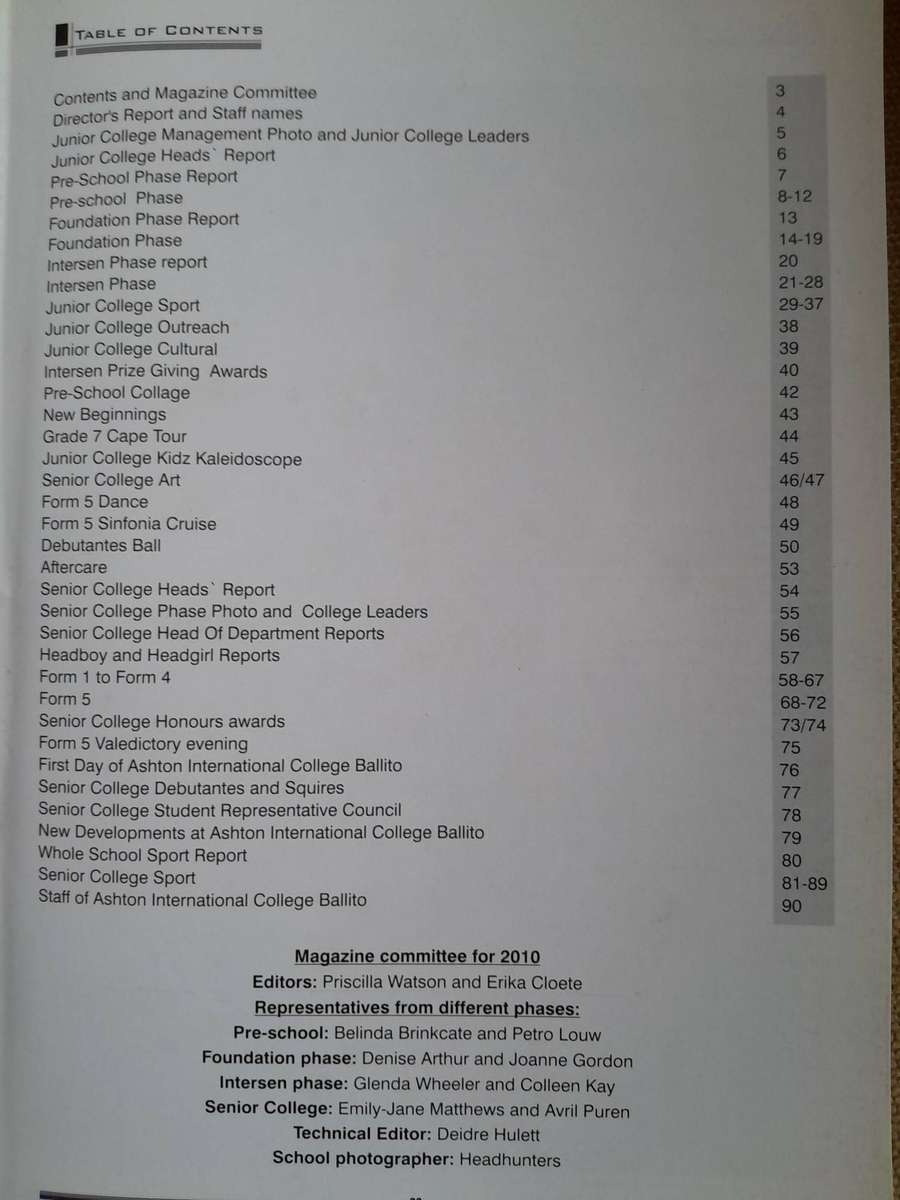 ASHTON INTERNATIONAL COLLEGE - BALLITO - 2010 MAGAZINE.
