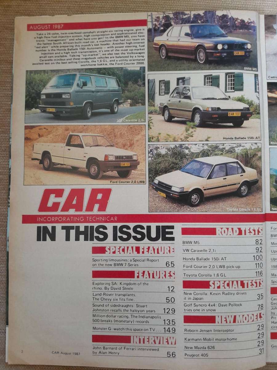 CAR MAGAZINE - August 1987.
