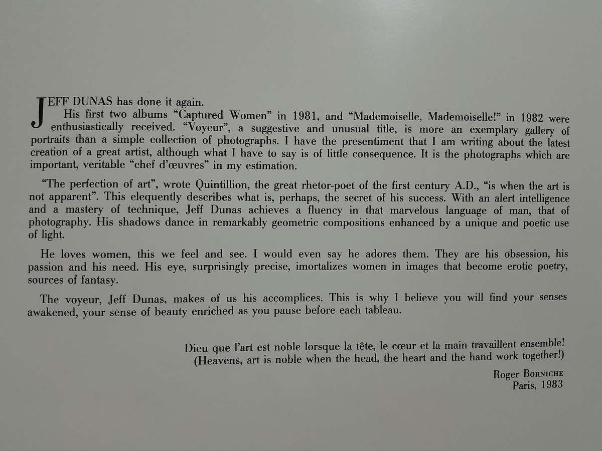 Jeff Dunas - VOYEUR - First Edition 1983.
