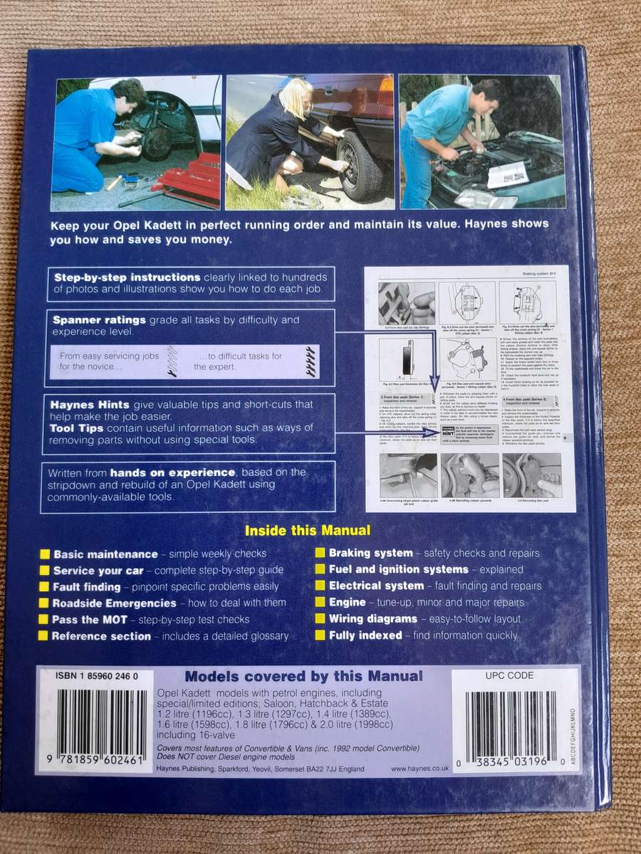 OPEL KADETT Oct 1984 to Oct 1991 Haynes Service and Repair Manual