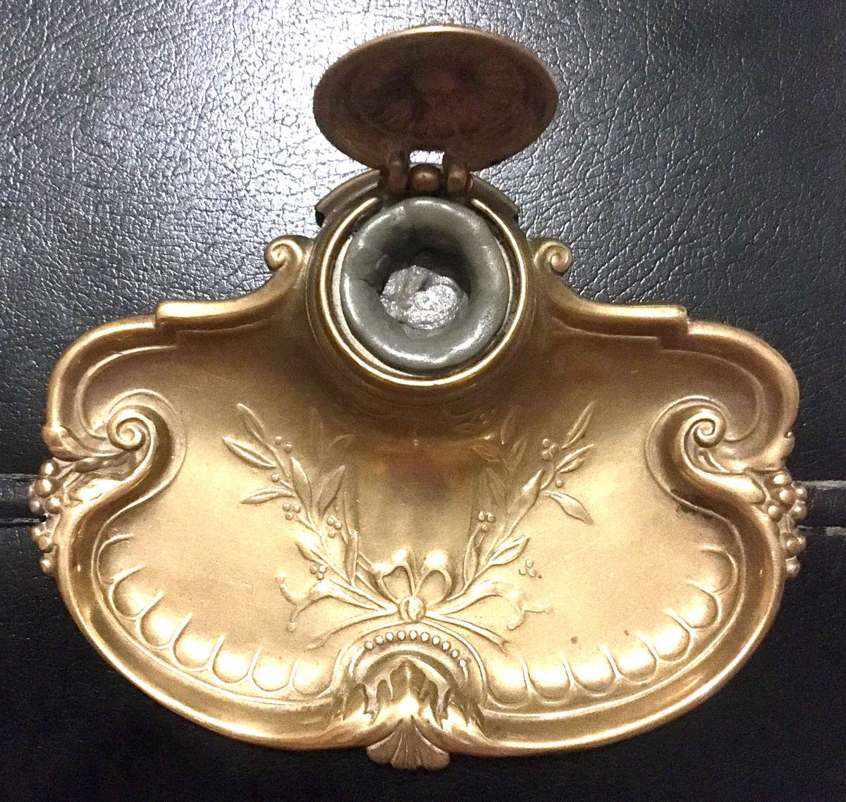 Art Nouveau brass inkstand