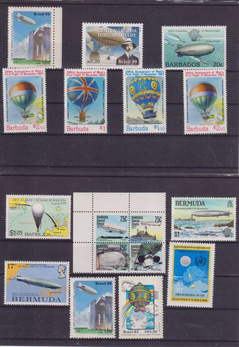 R15 SALE - COLLECTION OF THEMATIC STAMPS - AIRSHIPS, HOT AIR BALLOONS
