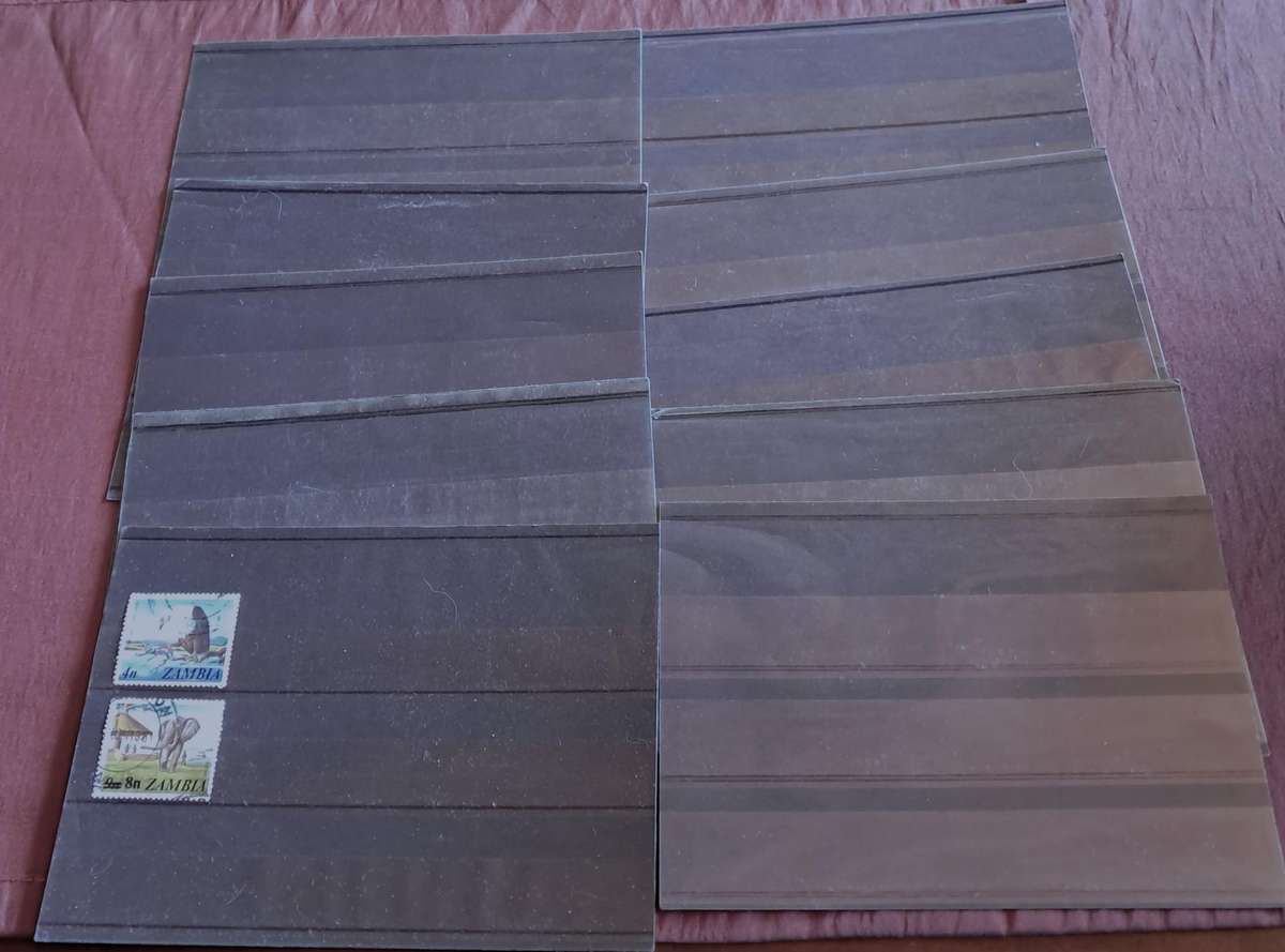 10X STAMP CARDS - 3 ROWS FOR STAMPS 156mmx 114mm