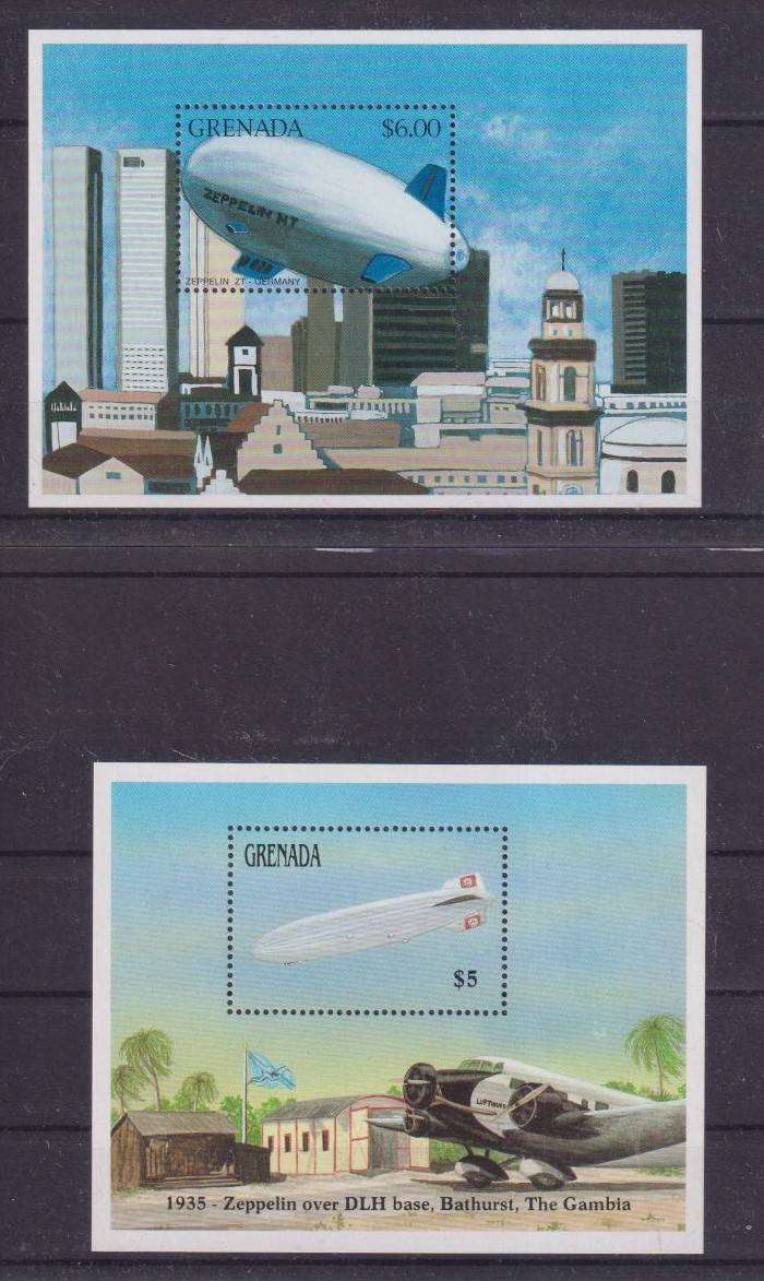 R12 SALE - 2 x MINISHEETS - AIRSHIPS AND HOT AIR BALLOONS - GRENADA