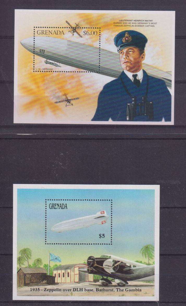 R12 SALE - 2 x MINISHEETS - AIRSHIPS AND HOT AIR BALLOONS - GRENADA