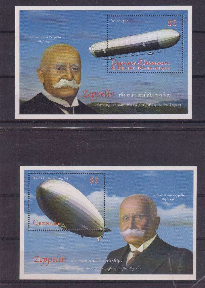 R12 SALE - 2 x MINISHEETS - AIRSHIPS AND HOT AIR BALLOONS - GRENADA