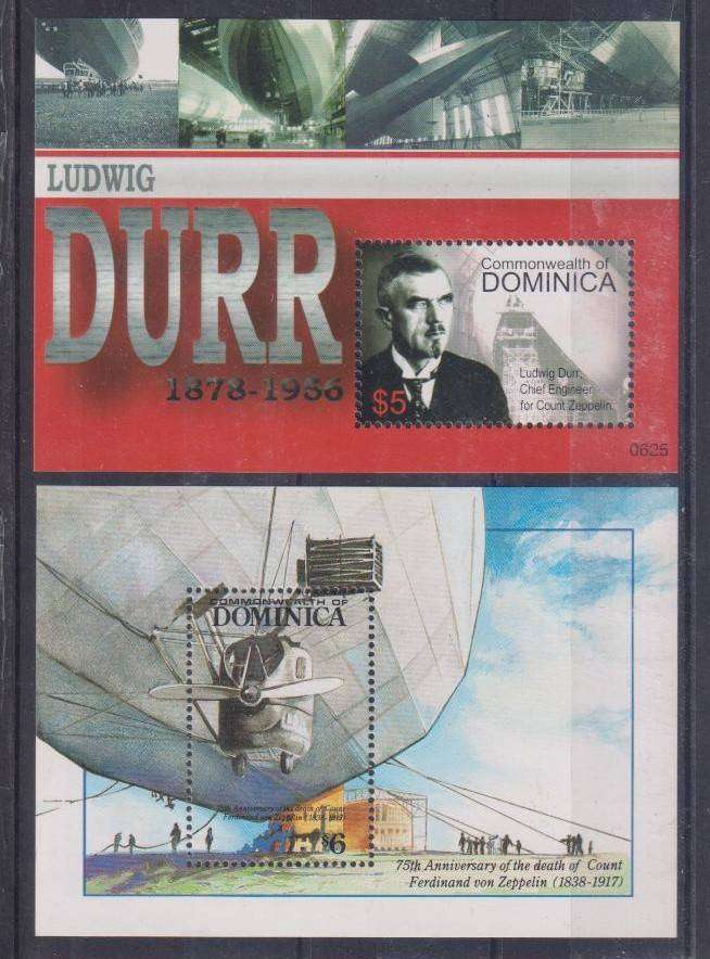 R12 SALE - 2 x MINISHEETS - AIRSHIPS, HOT AIR BALLOONS, AVIATION - DOMINICA