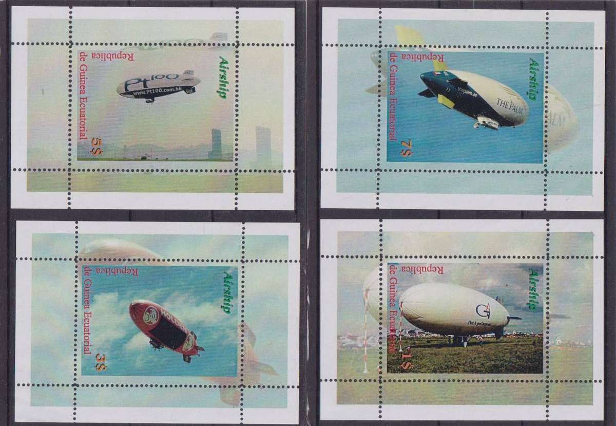 R12 SALE - 4 x MINISHEETS - AIRSHIPS, HOT AIR BALLOONS, AVIATION - DOMINICA