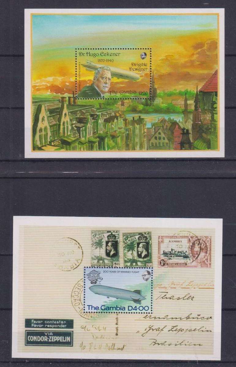 R12 SALE - 2 x MINISHEETS - AIRSHIPS, HOT AIR BALLOONS, AVIATION - THE GAMBIA