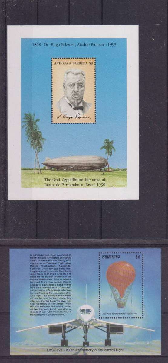 R12 SALE - 2 x MINISHEETS - AIRSHIPS, HOT AIR BALLOONS, AVIATION