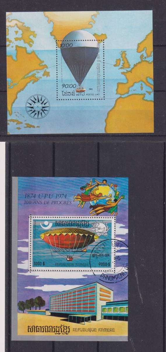R12 SALE - 2 x MINISHEETS - AIRSHIPS, HOT AIR BALLOONS, AVIATION