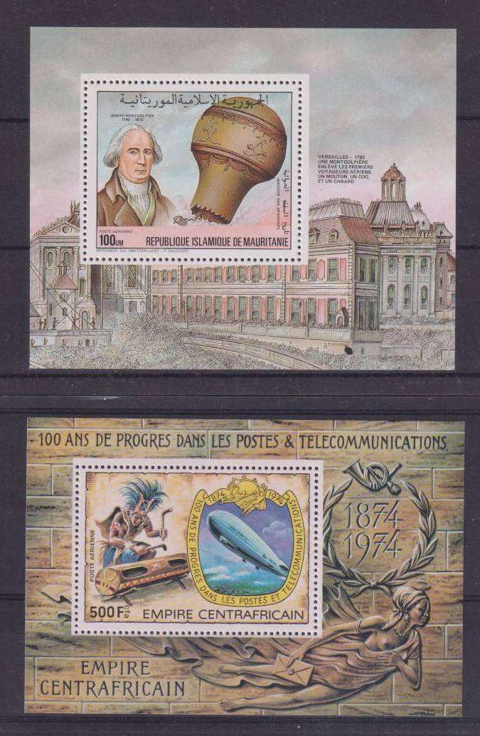 R12 SALE - 2 x MINISHEETS - AIRSHIPS, HOT AIR BALLOONS, AVIATION