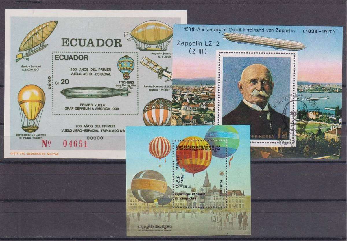 R15 SALE - 3 x MINISHEETS - AIRSHIPS AND HOT AIR BALLOONS
