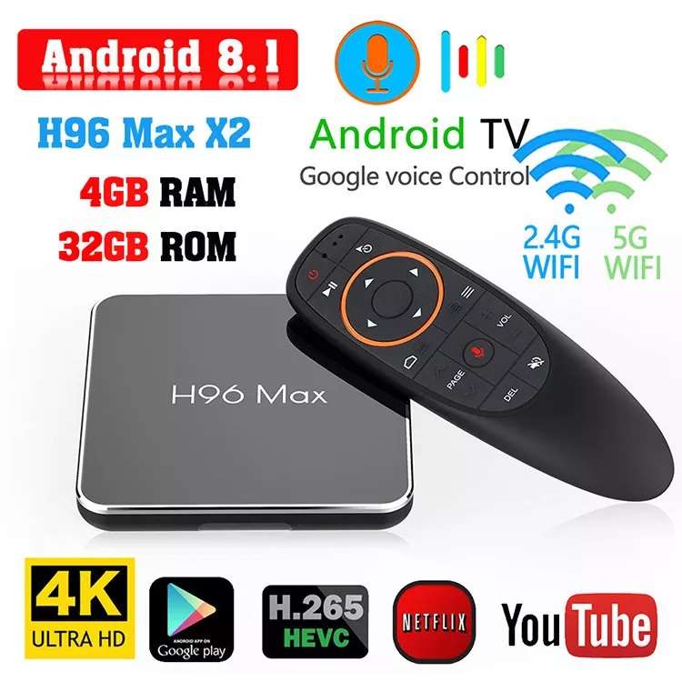 H96 Max X2 Android Media Player Quad Core 4GB RAM 32GB Storage + Rii i8+ Wireless Mini Keyboard