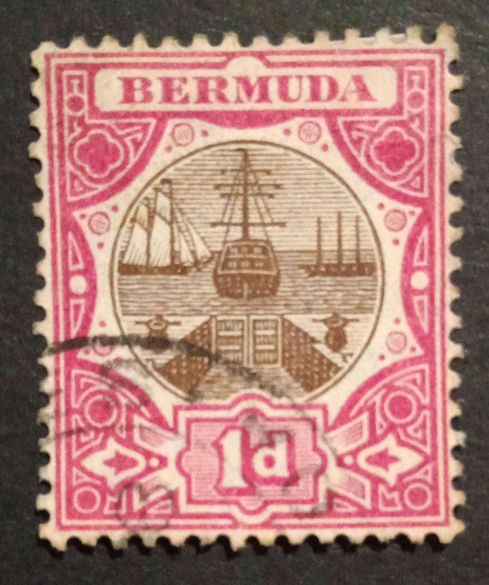 1910 - 1925. Bermuda The "Dry Dock" Pictorial Definitive. 1d (One Penny).