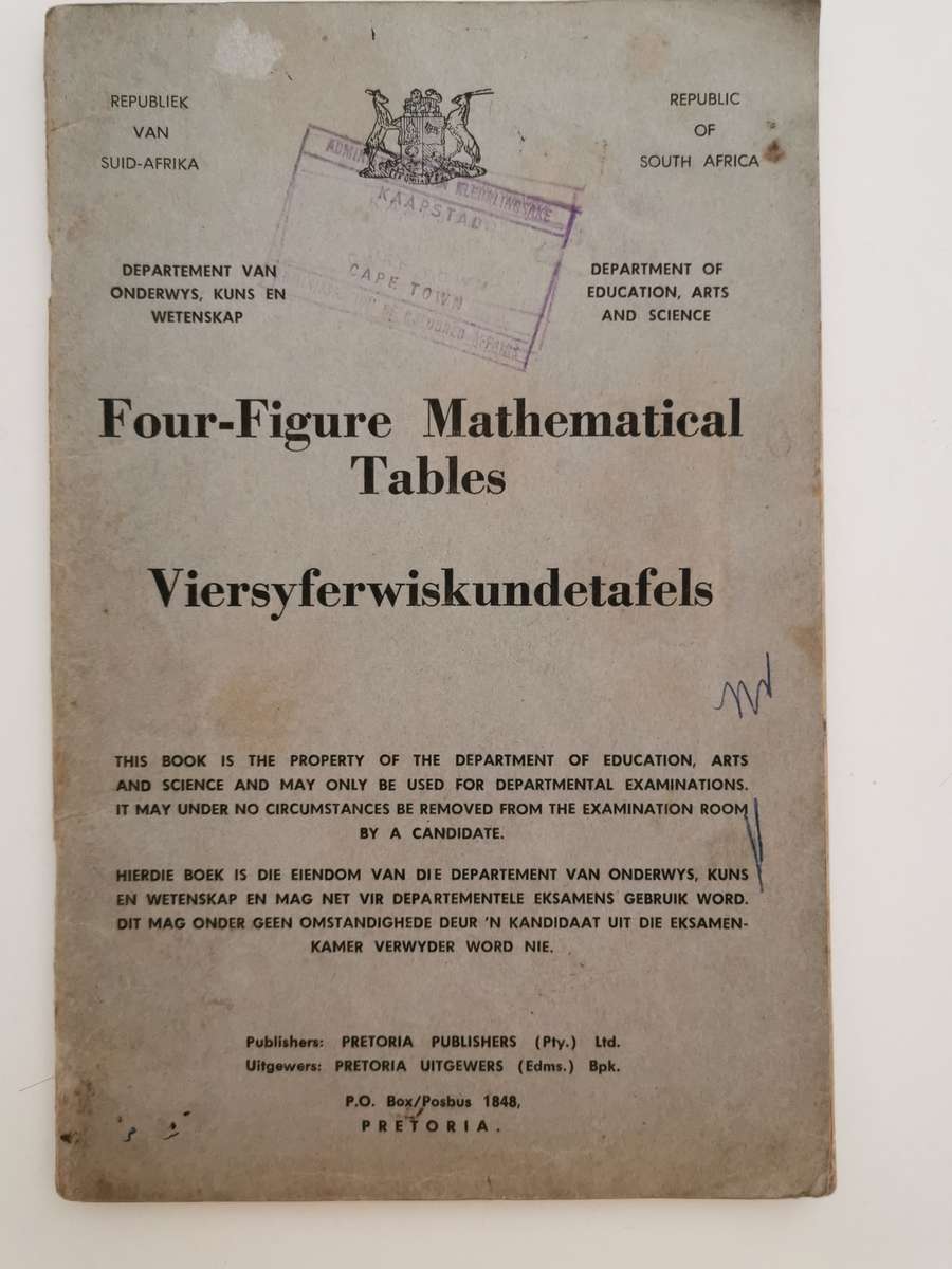 Vintage South African maths tables booklet.