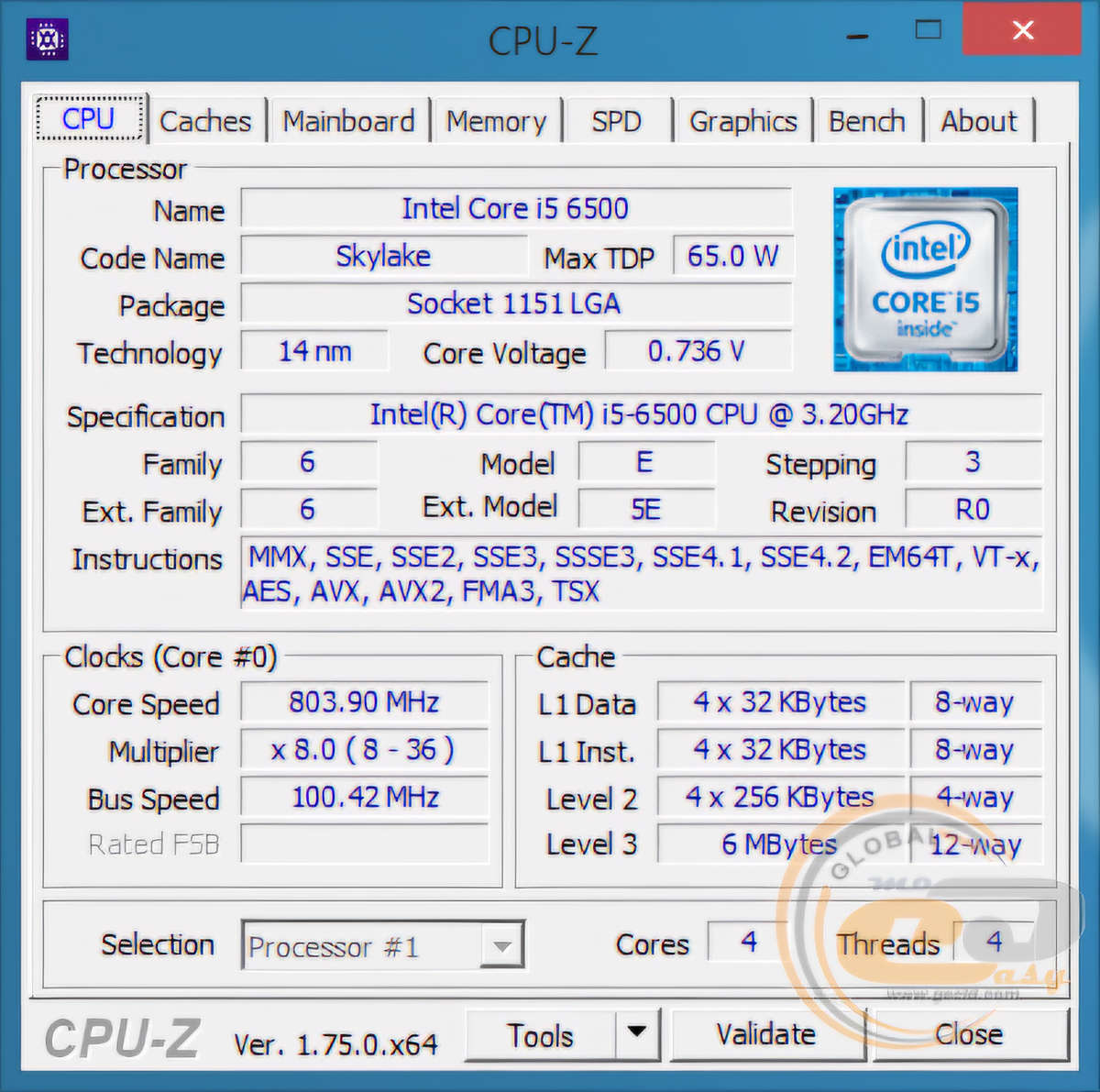 Intel® Core i5-6500 Processor Quad Core CPU
