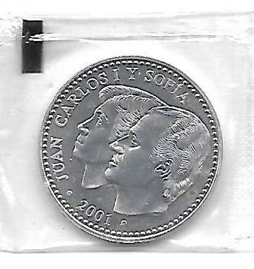 R1 AUCTION - 2001 JUAN CARLOS IY SOPHIA OF SPAIN - 2000 PESETAS SILVER COIN 0.9250 WT 18.000GR