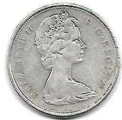 R1 AUCTION - 1966 CANADA 50 CENTS SILVER .800 - 11.66GR - NEW ELIZABETH II EFFIGY