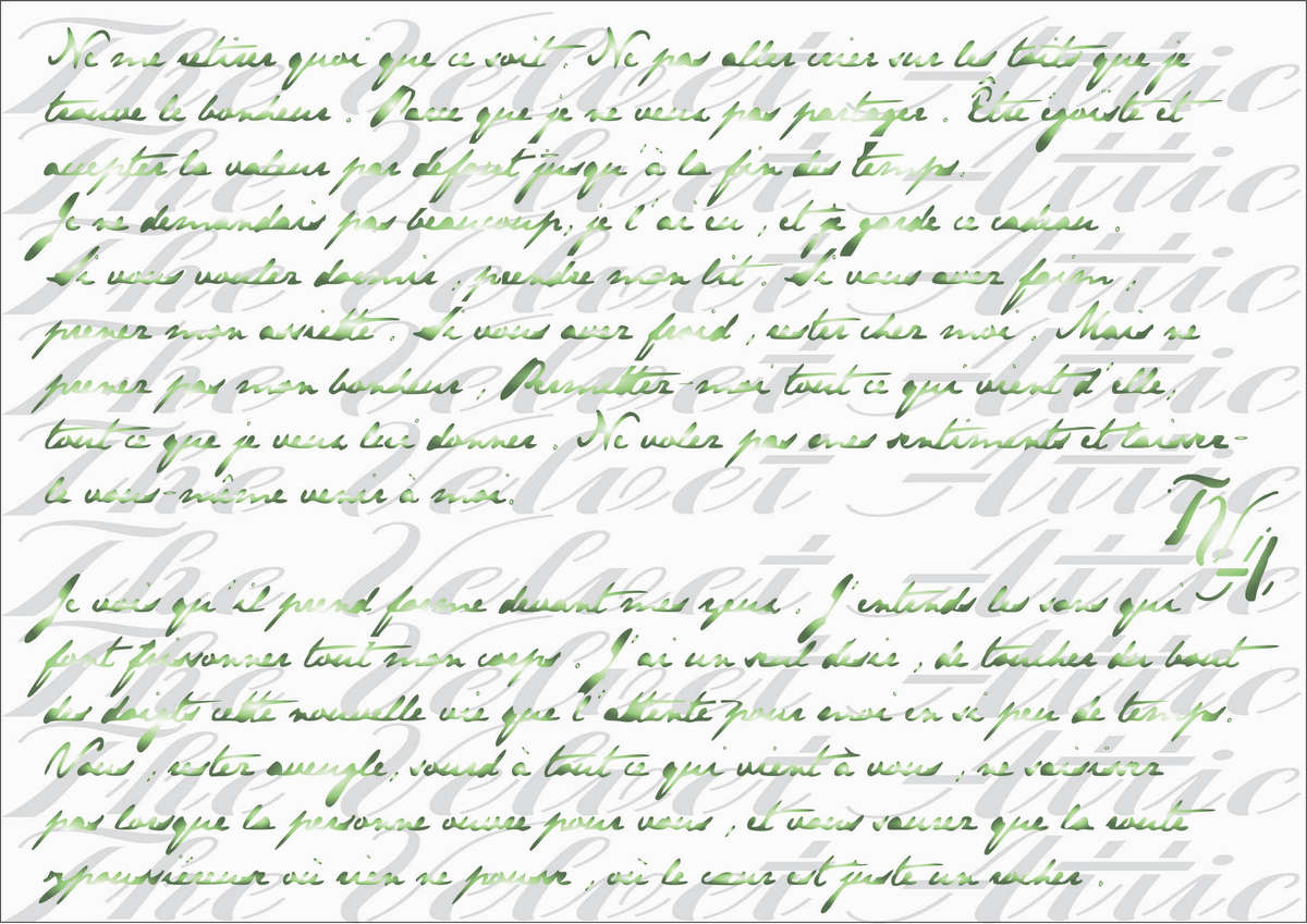 Stencil - French Writing Script (2 Paragraphs) - A3