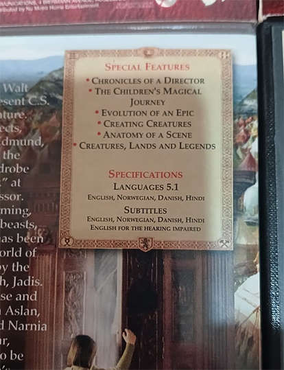 Set of 2 DVD's - The Chronicles of Narnia