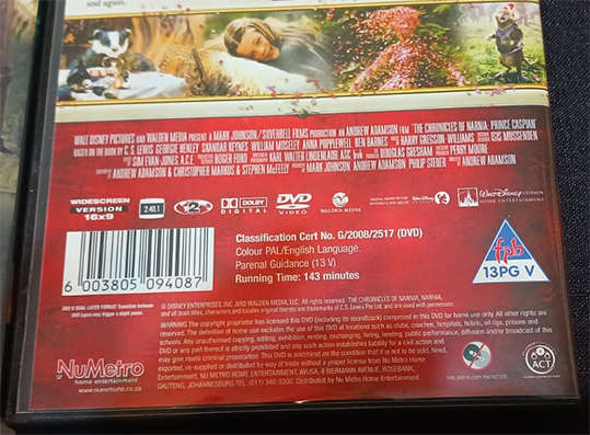 Set of 2 DVD's - The Chronicles of Narnia