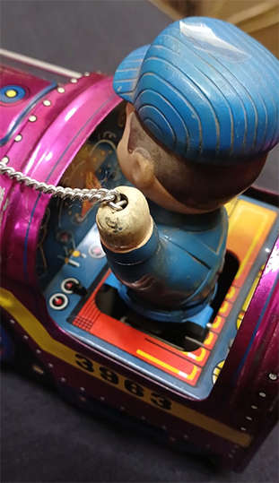 Vintage Metal Bell Clanger Red Mountain Express Train Battery Operated