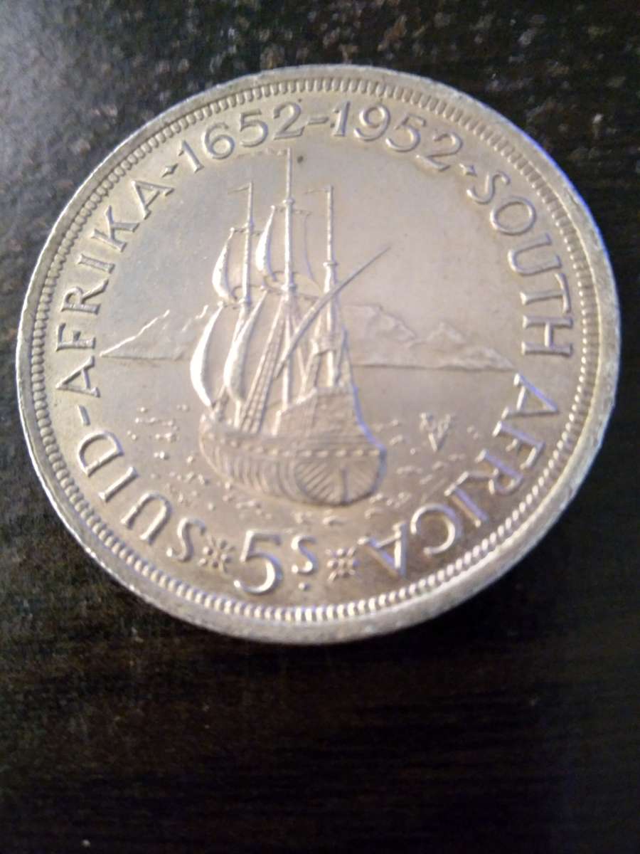 S.A. Union Silver 5 Shillings 1952 silver crown