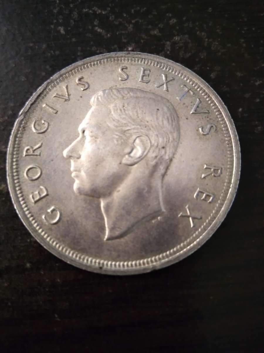 S.A. Union Silver 5 Shillings 1952 silver crown