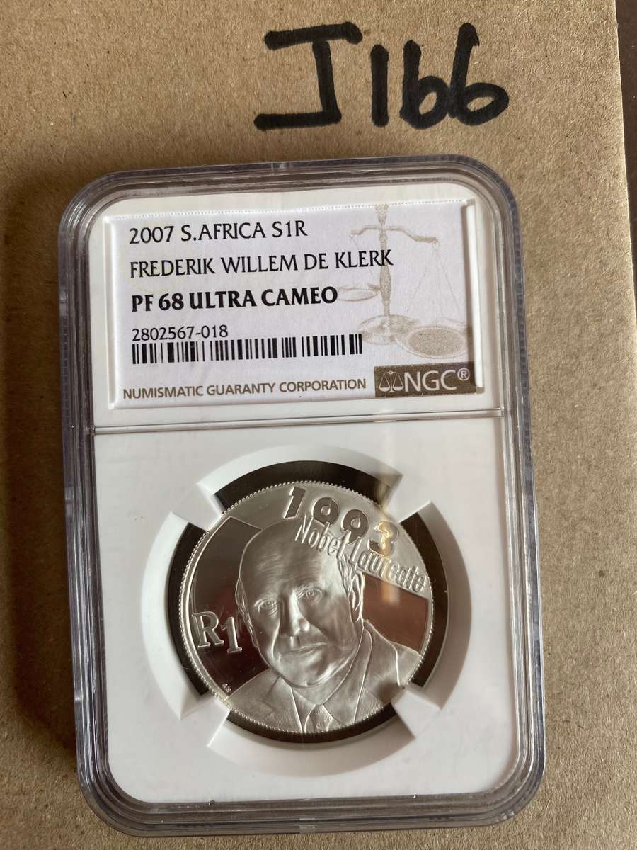 2007 South Africa Silver R1 - Protea - FW de Klerk NGC Graded PF68UC