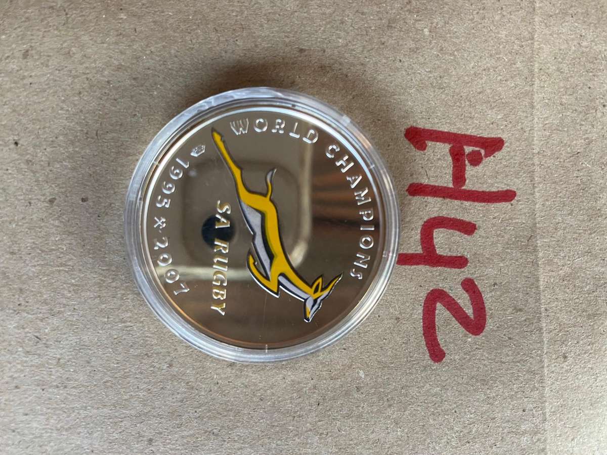 1995 SA Silver long walk to freedom coin - 1995 and 2007 rugby