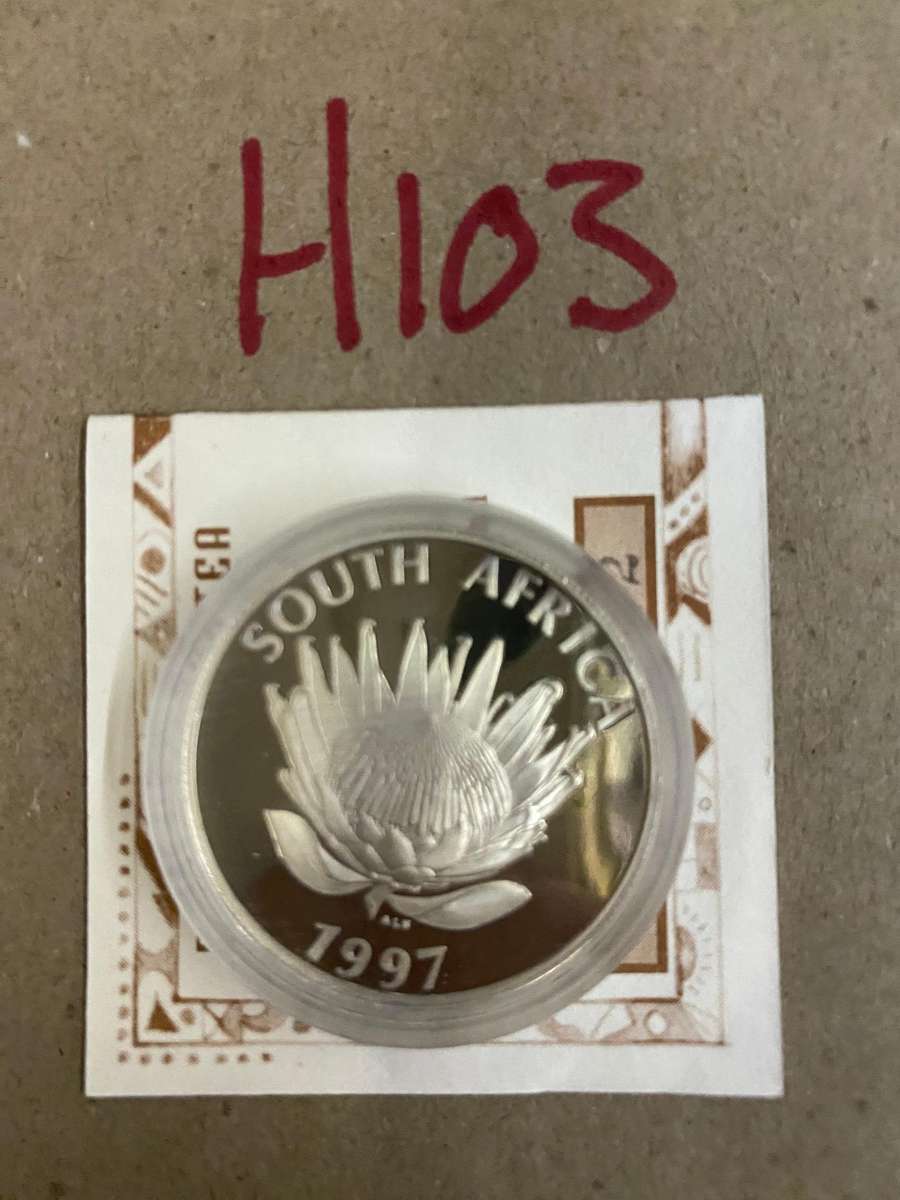1997 South Africa silver proof R1 - Woman with certificate
