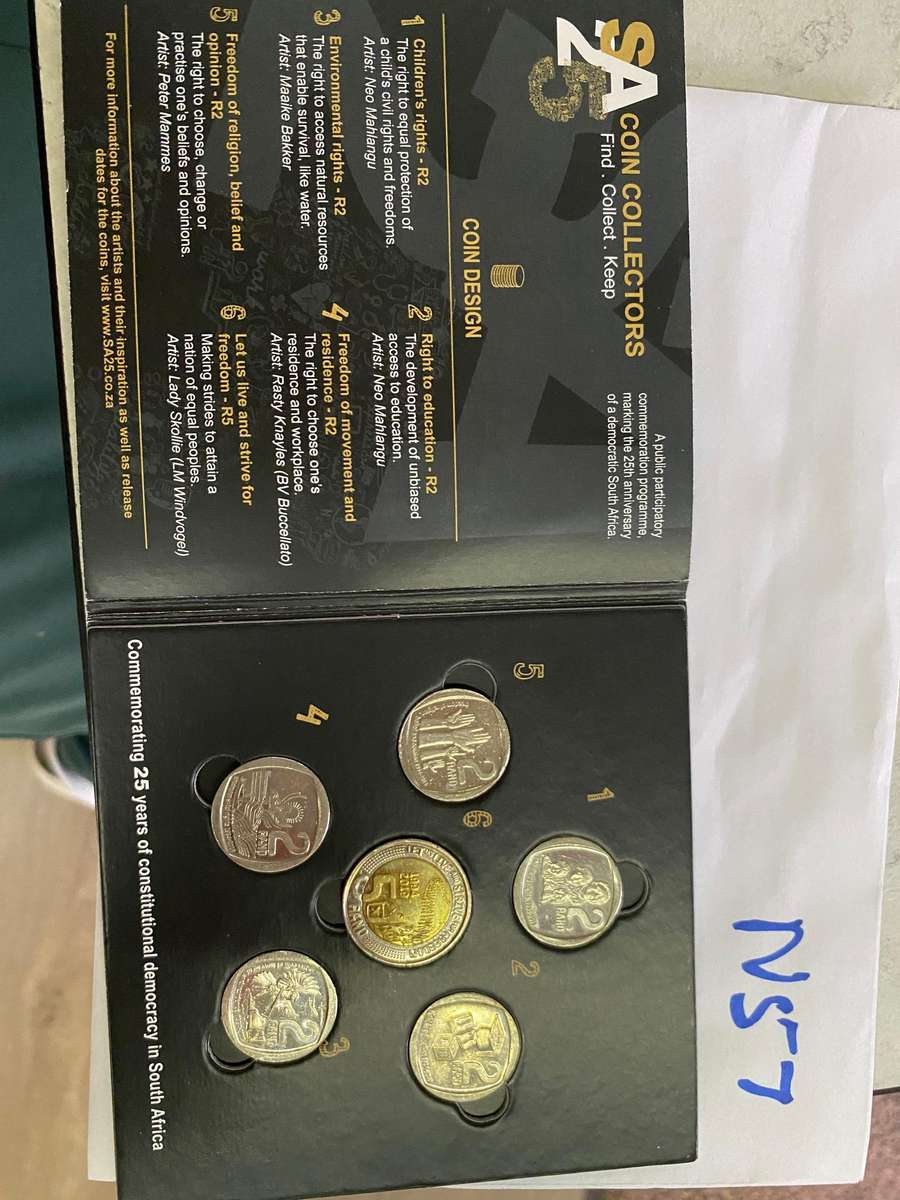 South Africa 25 Years of constitutional democracy - R2 and R 5-coin set