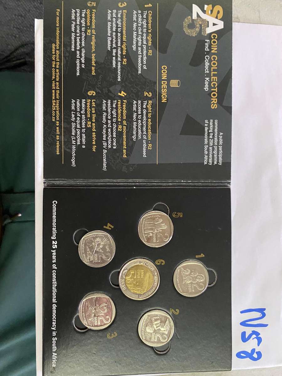 South Africa 25 Years of constitutional democracy - R2 and R 5-coin set
