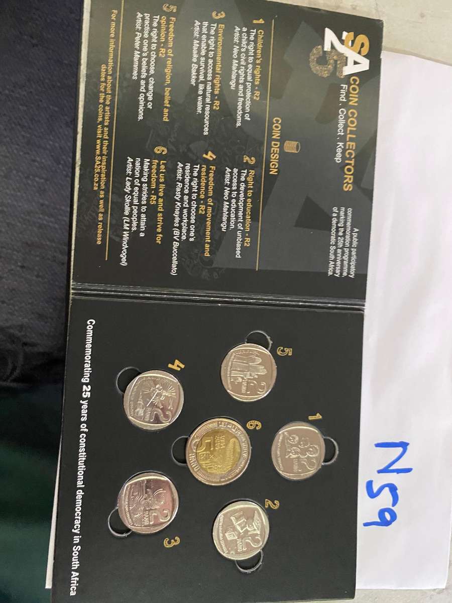 South Africa 25 Years of constitutional democracy - R2 and R 5-coin set