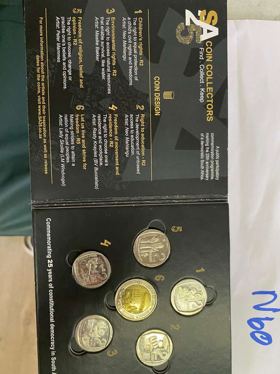 South Africa 25 Years of constitutional democracy - R2 and R 5-coin set