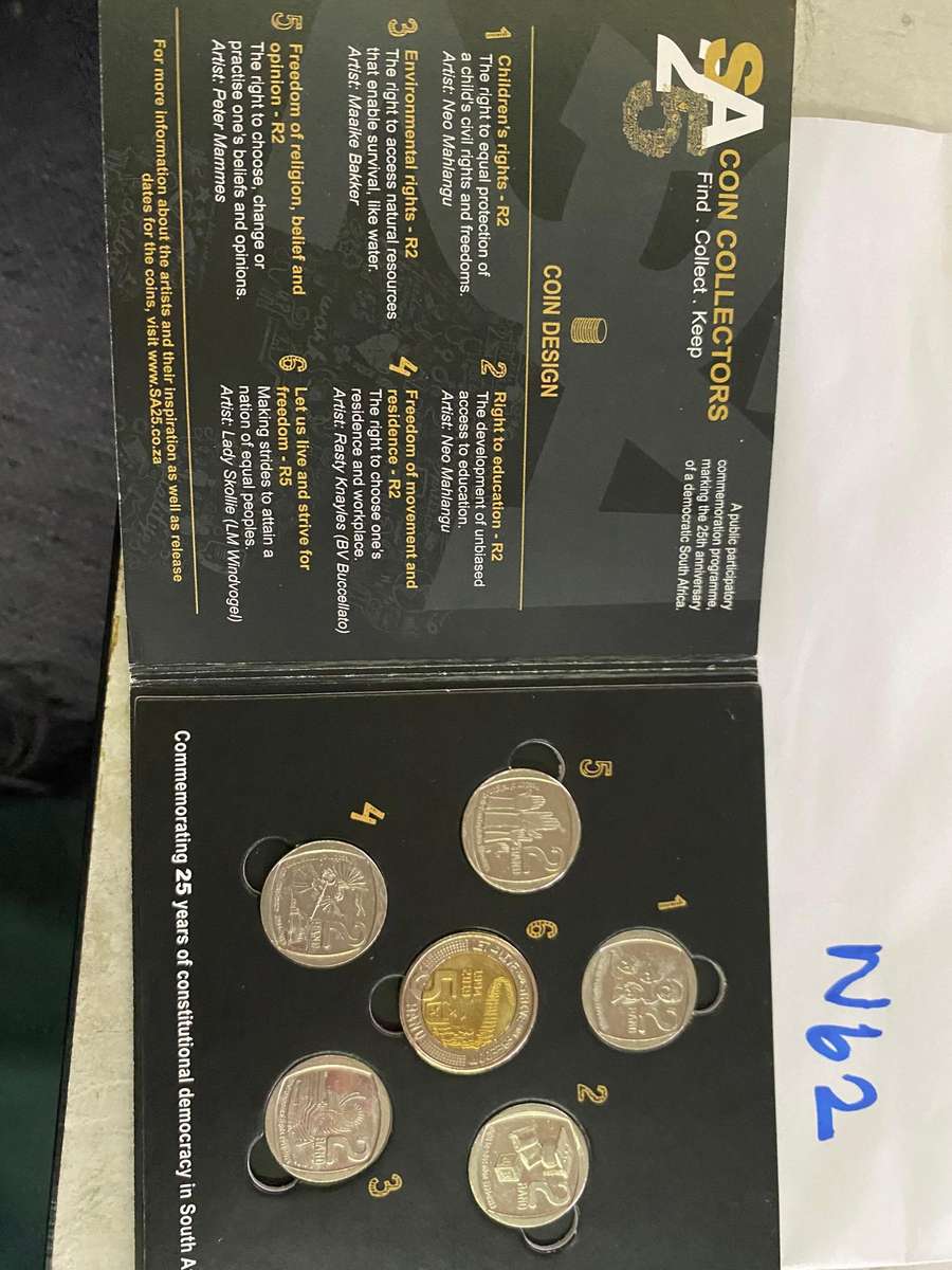 South Africa 25 Years of constitutional democracy - R2 and R 5-coin set