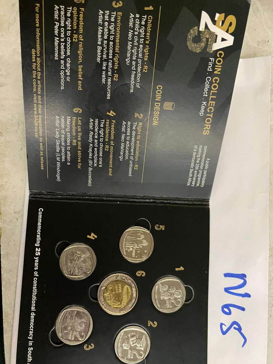 South Africa 25 Years of constitutional democracy - R2 and R 5-coin set