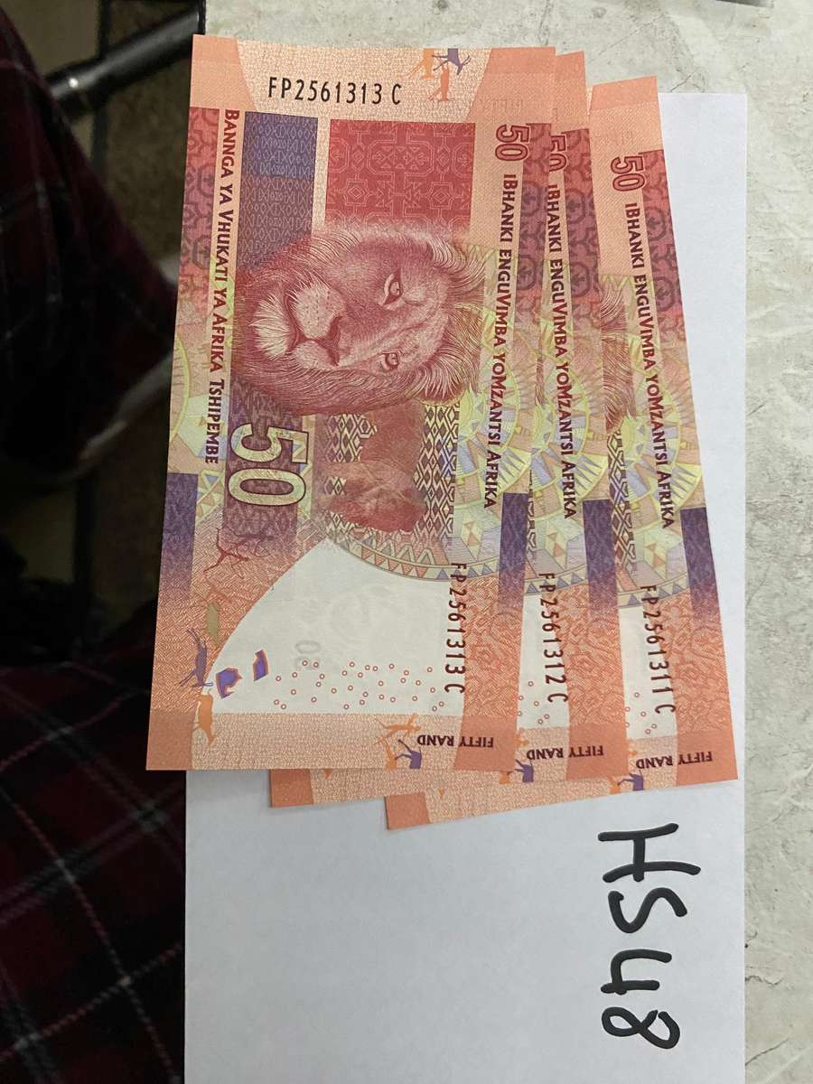 3 x UNC R50 bank notes South Africa