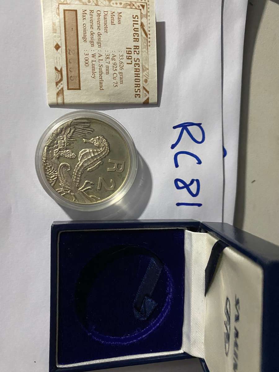 1997 South africa Silver R2 Proof - with Certificate - Seahorses
