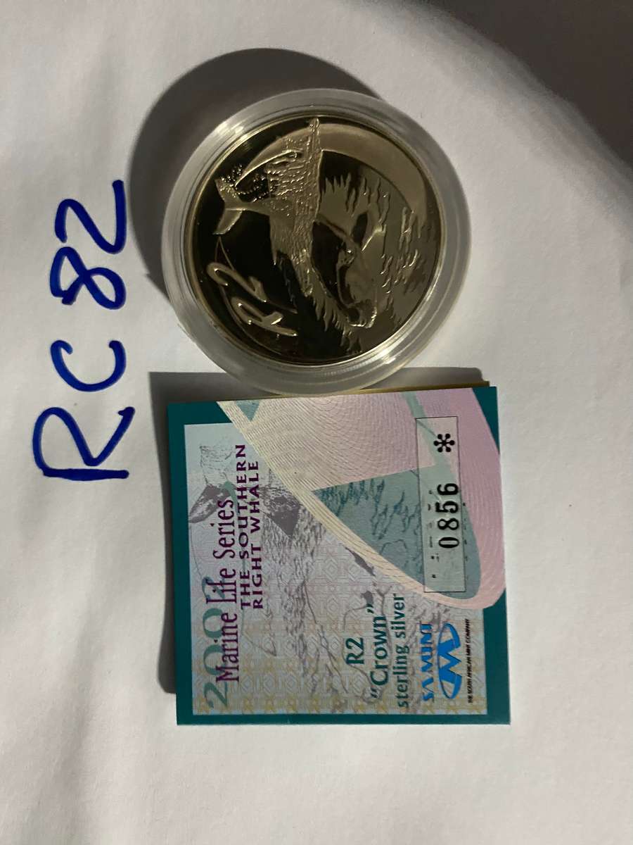 2002 South africa Silver R2 Proof - with Certificate - Marine Series - The Southern Right Whale