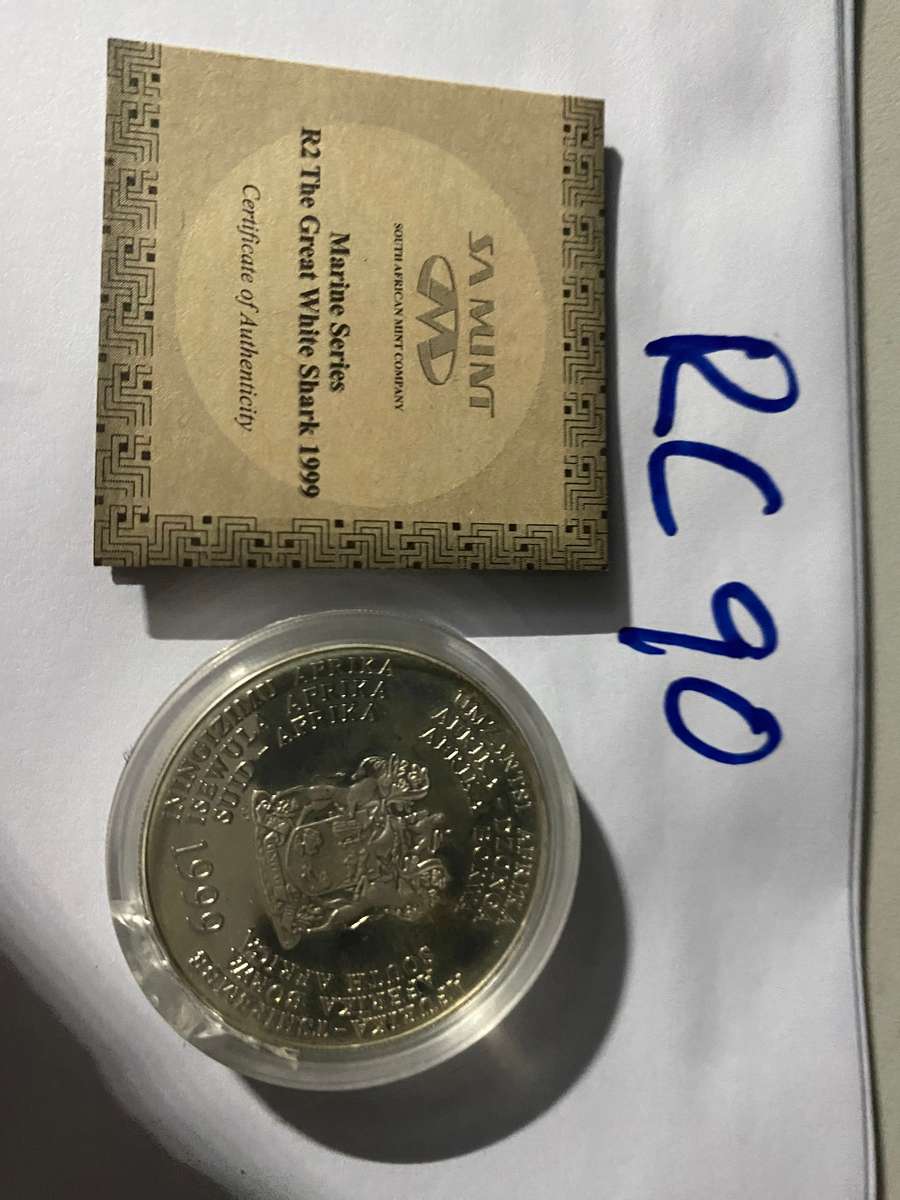 1999 South Africa Silver Proof R2 - The great WHITE SHARK - With certificate