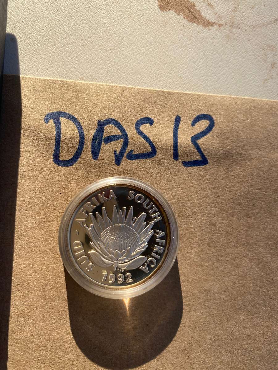 1992 South Africa Silver proof R1 - Deo Gloria - SAM box