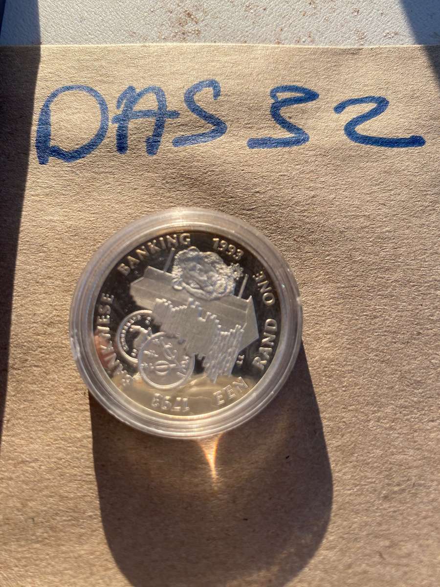 1993 South Africa Protea Series Silver Proof R1 - Banking IN SAM BOX