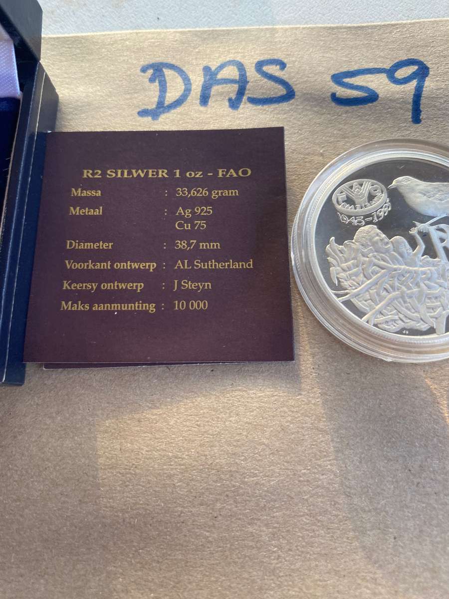 RARE 1995 South Africa Silver Proof R2 - Mossies WITH CERTIFICATE