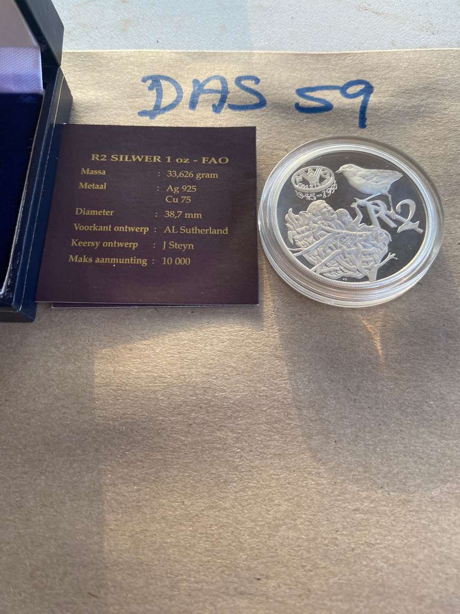 RARE 1995 South Africa Silver Proof R2 - Mossies WITH CERTIFICATE