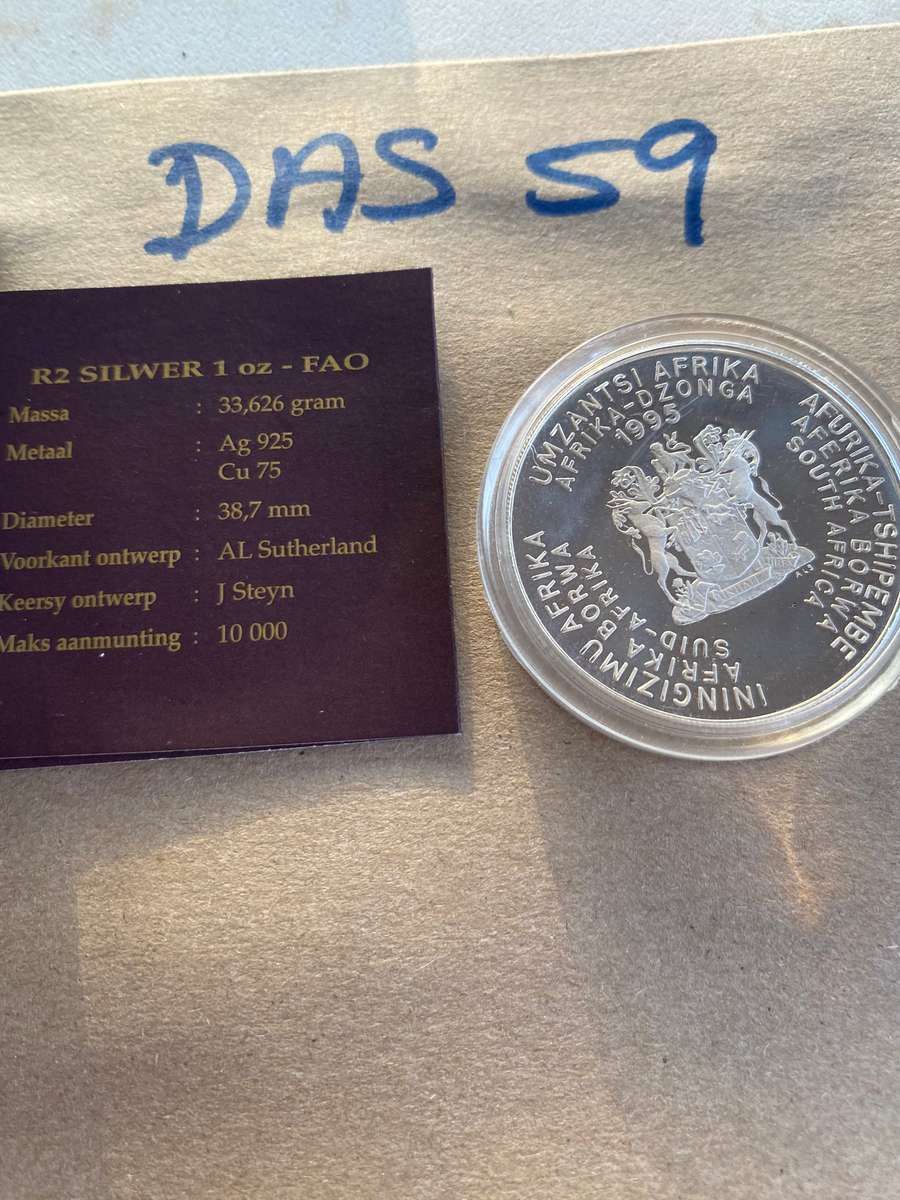 RARE 1995 South Africa Silver Proof R2 - Mossies WITH CERTIFICATE